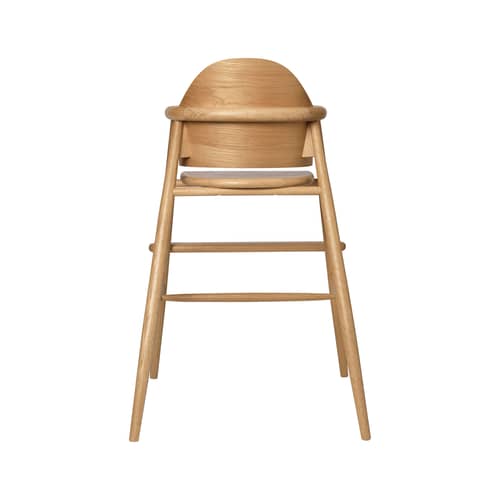 Sedia alta Muru legno naturale - Ferm Living - Sedia alta / Quercia - Impiallacciatura di rovere, Pelle, Rovere massello