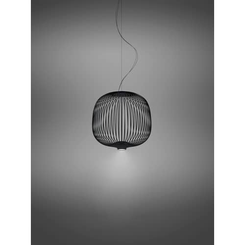 Suspension Spokes 2 piccola My Light / LED - Bluetooth / Ø 34 x H 35 cm - Foscarini - Noir - Acier verni, Aluminium verni