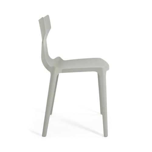 Re-Chair Stacking chair plastic material grey / Recycled material - Kartell - Grey - Recycled thermoplastic technopolymer
