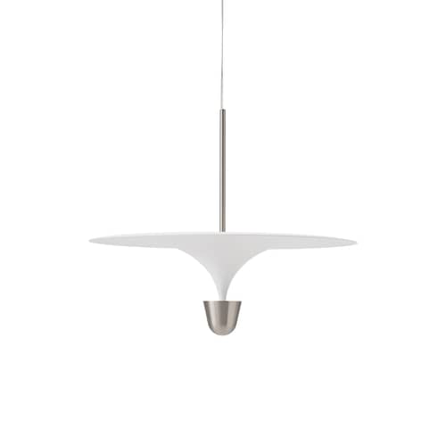 Suspension Kantarell LED métal blanc / Ø 60 cm - NEW WORKS - Blanc & nickel - Acier, Aluminium