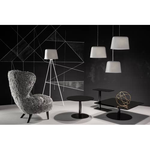 Table basse Flash verre noir / 80 x 80 x H 30 cm - Tom Dixon - Noir / Pied noir - Acier laqué, Verre