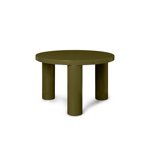 Table basse Post Small laqué vert / Ø 65 x H 41 cm - Ferm Living - Vert Olive - MDF laqué