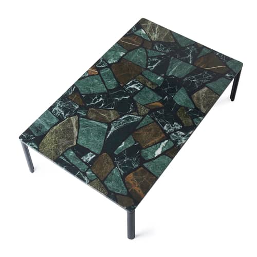 Table basse Smash marbre vert / 120 x 75 x H 34 cm - Tom Dixon - Vert - Aluminium, Marbre