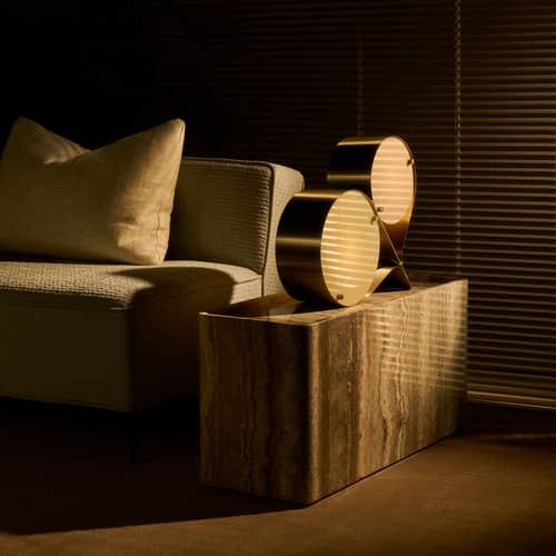 Table d\'appoint Pietra pierre beige / 30 x 80 x H 40 cm - Travertin - Gubi - Lively Sepia - Travertin