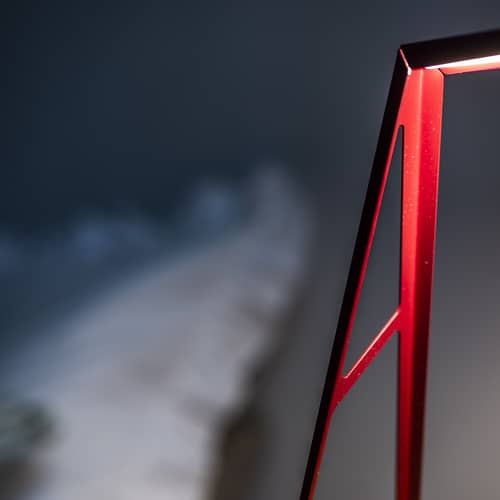 Tischleuchte Bridge 2 LED metall rot / L 29 x H 28 cm - Foscarini - Dunkelrot - Stahl