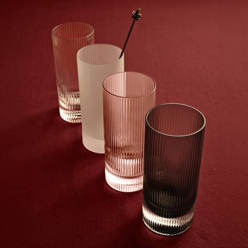 Set de 2 verres long drink Ripple verre gris / Ø 7 x H 16 cm (48 cl) - Ferm Living - Gris fumé - Verre soufflé bouche