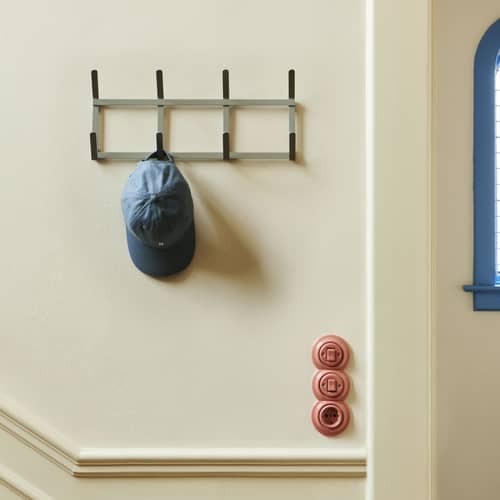 Tape Small Wall coat rack metal grey / W 49.5 x H 22 cm - Hay - Metallic grey - Steel