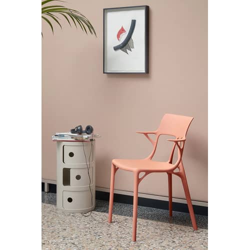 A.I Armchair plastic material silver metal metallic finish applied / Designed by artificial intelligence - 100% recycled - Kartell - Titanium - Recycled thermoplastic technopolymer