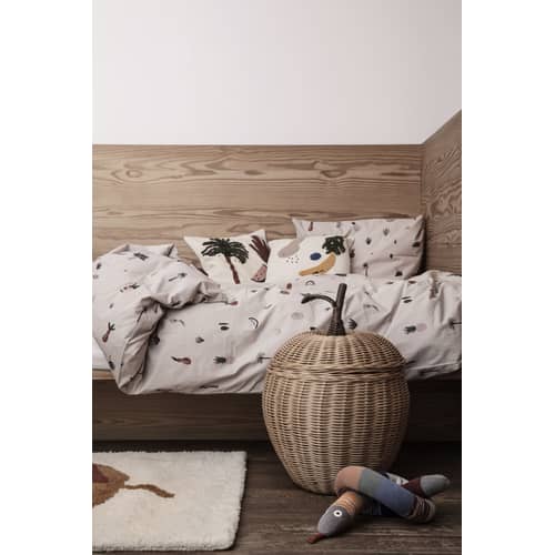 Apple Large Basket cane & fibres beige natural wood / Wicker - Ø 36.5 x H 52 cm - Ferm Living - Large / Natural & brown - Rattan
