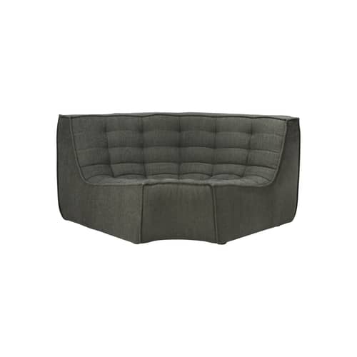 Canapé d\'angle N701 tissu vert / Module d\'angle arrondi 90° - L 120 cm / Coton recyclé - Ethnicraft - Vert Mousse (coton recyclé) - Bois, Coton recyclé, Mousse PU haute densité
