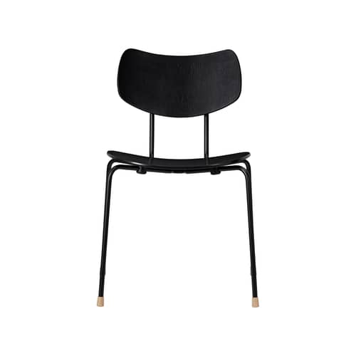 Chaise empilable VLA26T - Vega Chair / Vilhelm Lauritzen, 1956 - CARL HANSEN & SON - Noir - Acier thermolaqué, Contreplaqué de chêne laqué
