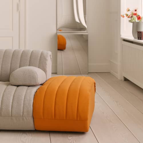 Chauffeuse Coltre tissu beige / Module de canapé - Muuto - Sable - Bois certifié FSC, Mousse, Tissu