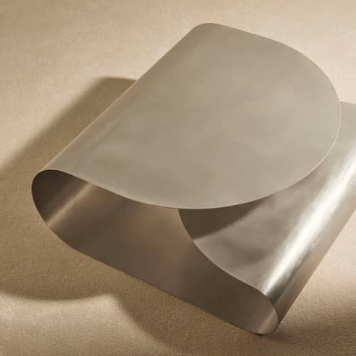 Couchtisch Gégé metall silber / 90 x 90 x H 35 cm - Maison Sarah Lavoine - Gebürsteter Edelstahl - gebürsteter rostfreier Stahl