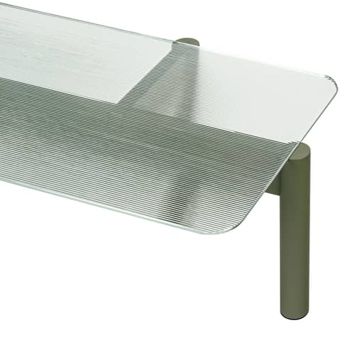 Table basse Kob vert / 105 x 55 x H 40,5 cm - NOO.MA - Vert forêt / Verre - Einscheiben-Sicherheitsglas, FSC-zertifiziertes massives Buchenholz