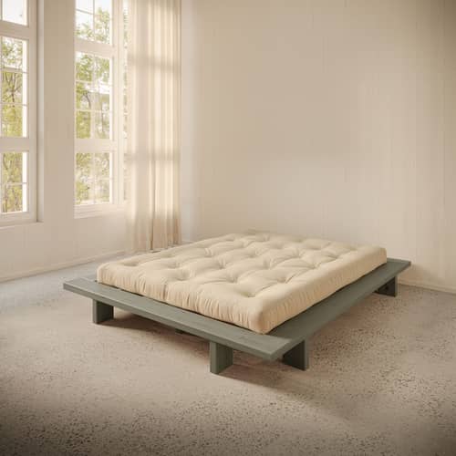 Doppelbett Japan holz grün / Für Matratze 180 x 200 cm - KARUP - Salbeigrün - FSC-zertifiziertes Massivholz Kiefer