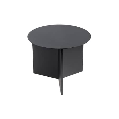 Slit Metal basse End table metal black Ø 45 X H 35.5 cm - Hay - Black - Epoxy lacquered steel