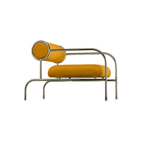 Fauteuil rembourré Sofa with Arms / Shiro Kuramata, 1982 - Cappellini - Jaune - Bois, Métal chromé, Mousse polyuréthane, Tissu