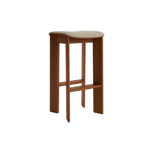 Chisel 30 High High stool textile beige / Height: 75 cm - Fabric upholstery - Hay - Beige fabric (Linara 216) / Walnut - Fabric, Foam, Lacquered Walnut Veneer