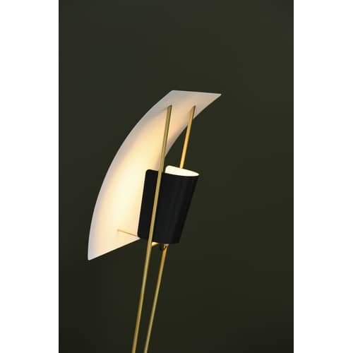 Lampadaire G30 métal blanc noir or / Réédition 1958, Pierre Guariche - SAMMODE STUDIO - Noir & blanc / Laiton - Acier laqué, Laiton brossé