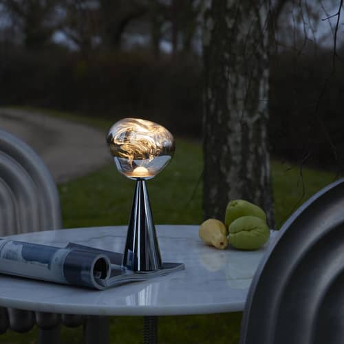 Lampe sans fil rechargeable Melt Portable LED (2015) / H 28,5 cm - Polycarbonate métallisé (change de couleur) - Tom Dixon - Chromé - Acier, Polycarbonate
