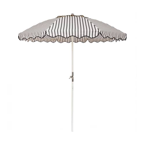 Parasol The Club Monaco noir / Ø 200 cm - BUSINESS & PLEASURE - Rayé / Noir - Aluminium, Fibre de verre, Toile outdoor