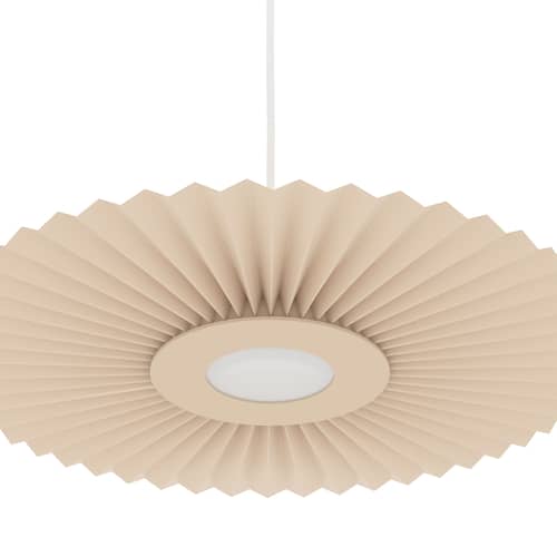 Pendelleuchte Carmen Small textil beige / Ø 50 cm - Plissee - Hartô - Sand goldfarben - Auf PET kaschiertes Textil, bemaltes Metall