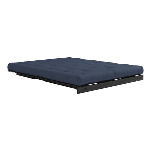 Canapé convertible Roots / L 160 cm - 3 positions / Structure noire - KARUP DESIGN - Bleu marine 737 / Noir - Fibres recyclées mélangées, Mousse, Pin massif certifié FSC laqué, Tissu