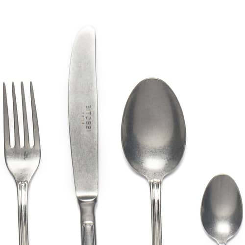 Set de couverts Vintage métal gris argent / 24 pièces - Bitossi Home - Acier finition mate - Acier