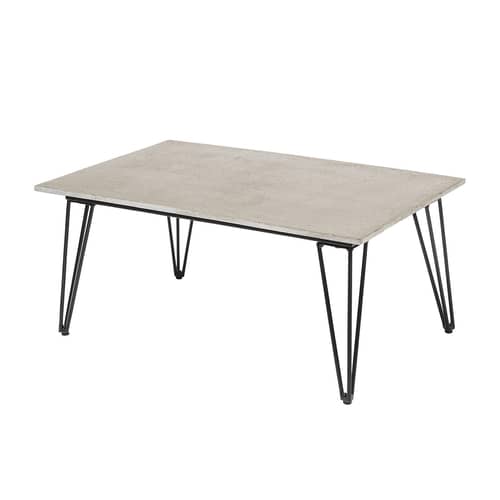 Table basse Concrete / Fibre ciment - 90 x 60 cm - Bloomingville - Gris / Noir - Acier laqué, Fibre ciment