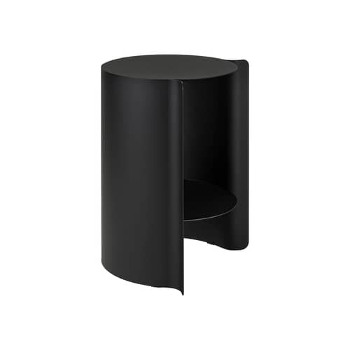 Table d\'appoint Wa métal noir / Ø 32 x H 50 cm - NOO.MA - Noir volcan - Acier thermolaqué