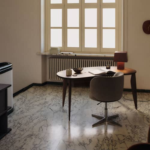 UK Bürostuhl mit Rollen Rico textil grau / UK-Version - Ferm Living - Grau Silex (Samt) - poliertes Aluminium, Schaumstoff, Velours
