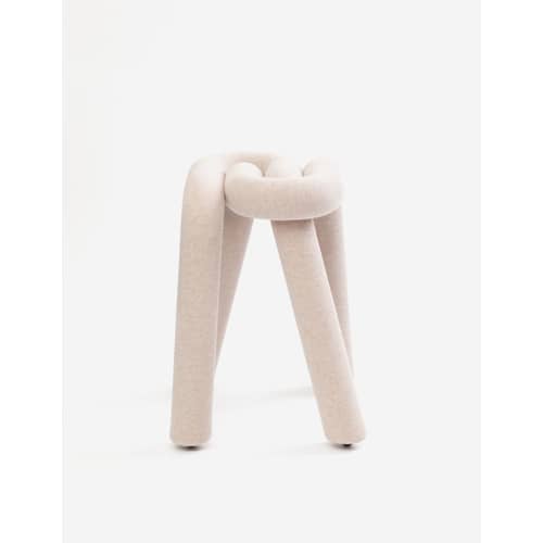 Bold Upholstered stool textile beige / Padded - Moustache - Beige - Fabric, Polyurethane foam, Steel