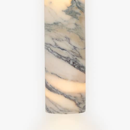 Sira Wall light stone white / H 24 cm - Marble - NV GALLERY - White with grey veins - Iron, Marble
