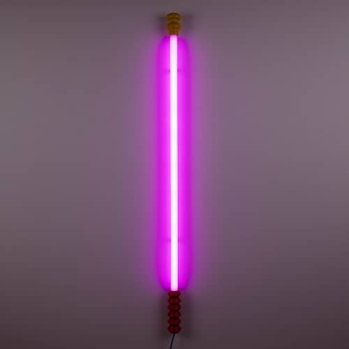 Superlinea LED Wall light with plug glass pink / W 134.5 cm - Seletti - Purple / Yellow & red tips - Glass, Plastic, Wood