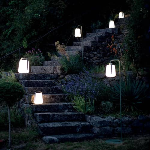 Balad Small LED Wireless rechargeable outdoor lamp plastic material yellow / H 25 cm - USB - Fermob - Textured Honey - Aluminium, Polythene