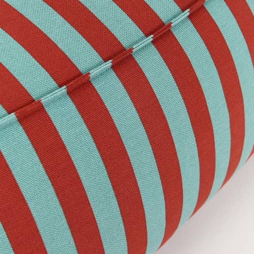 Sitzkissen Ziggy textil rot / Sitzkissen - NOBODINOZ - Rot & Wassergrün / Streifen - Expandiertes Polystyrol, Organische Baumwolle