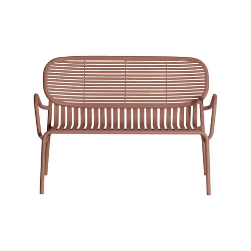 Week-end Bench metal brown / Aluminium - L 114 cm - Petite Friture - Terracotta - Aluminium