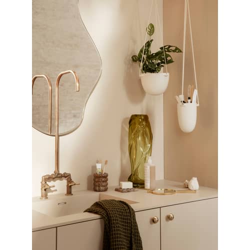 Blumentopf zum Aufhängen Speckle Large keramik weiß / Steinzeug - Ø 20,5 x H 14,5 cm - Ferm Living - Ø 20,5  / Naturweiß - Sandstein