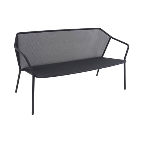 Canapé de jardin 2 places Darwin métal noir / Résille métal - L 140 cm - Emu - Noir - Acier verni