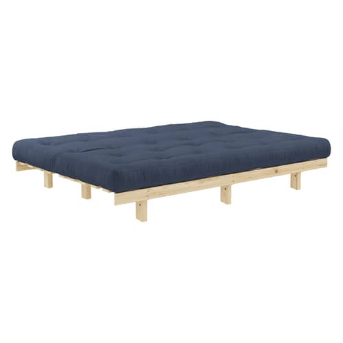 Canapé convertible Lean / L 200 cm - KARUP DESIGN - Bleu marine 737 / Pin - Fibres recyclées mélangées, Mousse, Pin massif certifié FSC, Tissu