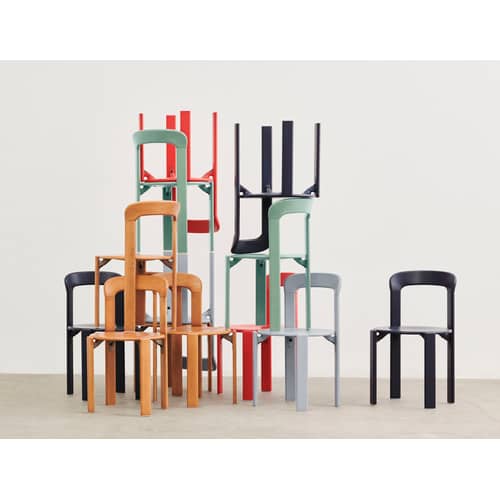 Chaise empilable Rey / By Bruno Rey x Dietiker, 1971 - Hay - Vert d\'eau - Contreplaqué de hêtre, Hêtre massif