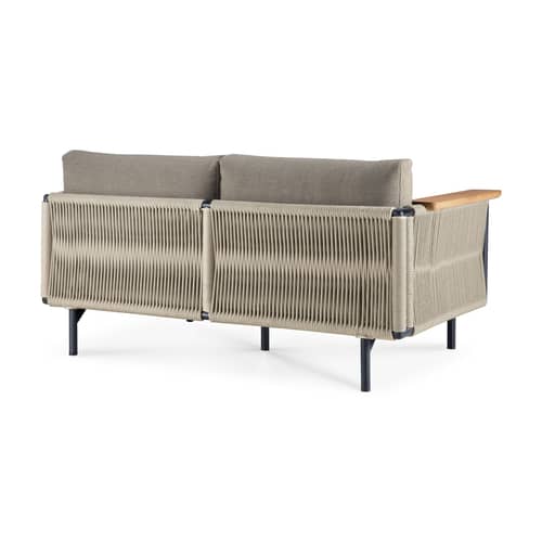 Divano da giardino a 2 posti Corbey tessuto grigio / L 154 cm - Ethnicraft - Grigio limo - Alluminio, Corda, Espanso, Teck, Tessuto