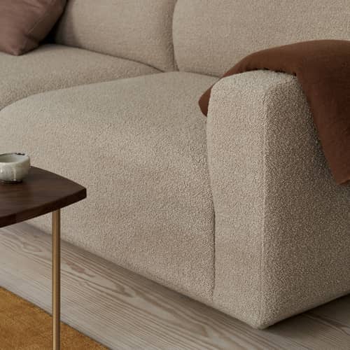 Sofa Develius A textil beige / 3-Sitzer - L 220 cm - &tradition - Beige (Bouclé-Stoff Karakorum 003) - Gewebe, Holz, HR-Schaum
