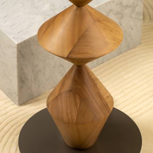 Lampadaire Costantina bois naturel / Ø 40 x H 178 cm - Mogg - Bois naturel - Bois d\'Iroko