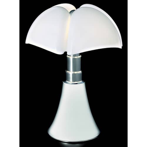 Lampe de table Pipistrello / H 66 à 86 cm - Gae Aulenti, 1965 - Martinelli Luce - Blanc - Acier galvanisé, Aluminium laqué, Méthacrylate opalin