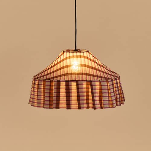 MÖBELZUBEHÖR Nicole textil braun / Ø 50 x H 28 cm - Baumwolle Voile - NOBODINOZ - Gestreift / Braun - Bio-Baumwollvoile