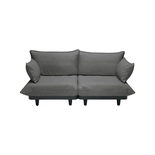 Divano da giardino a 2 posti Paletti Lounge tessuto grigio / L 190 cm - Fatboy - Pietra grigia - Acciaio, Polietilene riciclato, Schiuma di poliestere, Tessuto Olefina