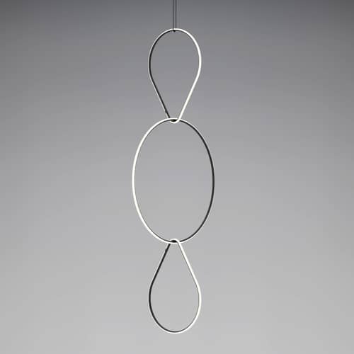 Pendelleuchte Arrangements 4 LED metall weiß schwarz / 3 Elemente - H 240 cm x L 100 cm - Flos - Schwarz & weiß - bemaltes Aluminium, Polykarbonat