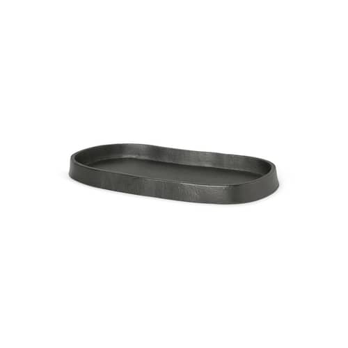 Plateau Yama métal noir / Ovale - 19 x 9,5 cm -  Aluminium recyclé - Ferm Living - Noir - Aluminium recyclé
