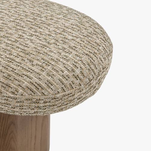 Panca imbottita Popa tessuto verde / L 132,5 cm - NV GALLERY - Verde salvia / Noce - Espanso, Frassino massello tinto, Tissu Tweed
